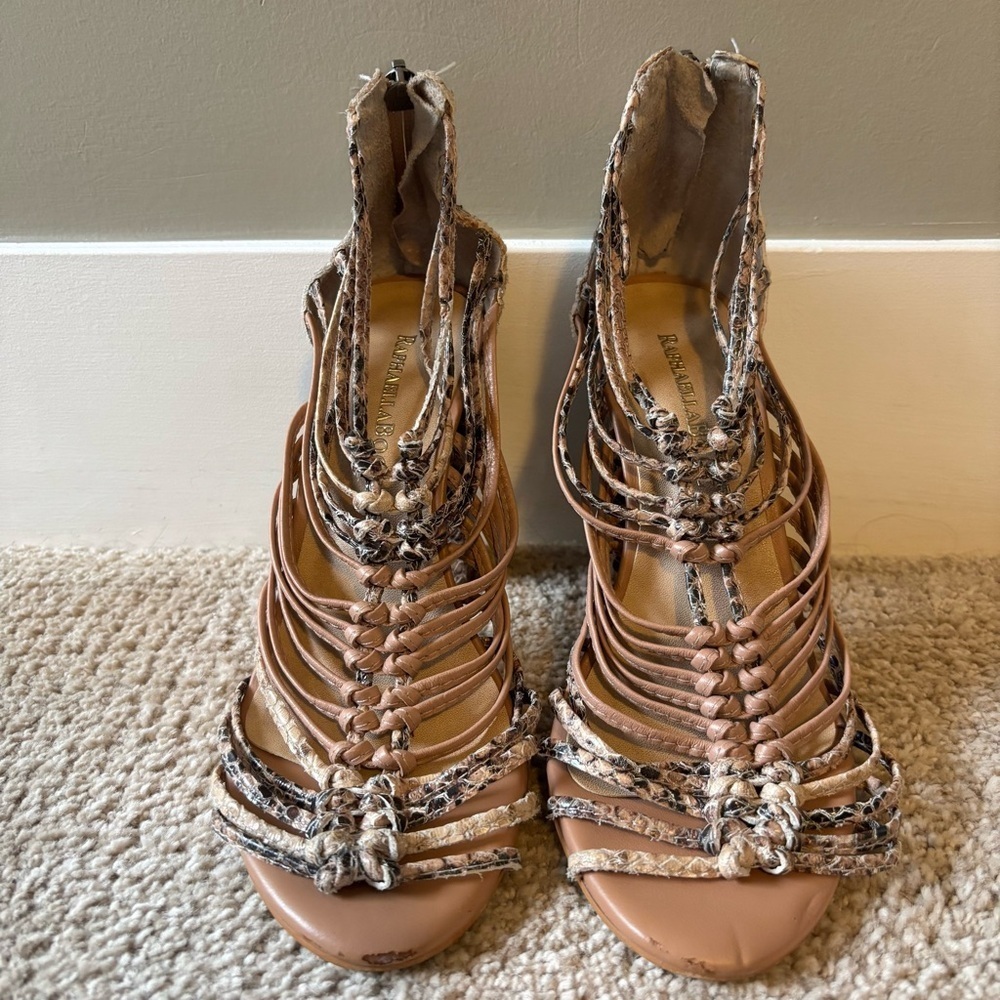 Raphaella Booz Anthropologie Snake Print Heel - size 6 - Picture 2 of 12
